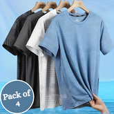 Men's Round Neck Polyester Casual T-shirt (Pack of 4)